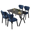 Set masa extensibila si scaune, Hanah Home, Elma, Navy Blue / Black
