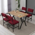 Set masa extensibila si scaune, Hanah Home, Dubai, Burgundia / Nuc