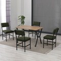 Set masa extensibila si scaune, Hanah Home, Dubai, Verde / Nuc