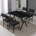 Set masa extensibila si scaune, Hanah Home, Dubai, Antracit / Negru