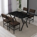 Set masa extensibila si scaune, Hanah Home, Dubai, Maro / Negru