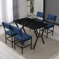 Set masa extensibila si scaune, Hanah Home, Dubai, Navy Blue / Black