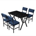 Set masa extensibila si scaune, Hanah Home, Dubai, Navy Blue / Black