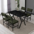 Set masa extensibila si scaune, Hanah Home, Dubai, Verde/Negru