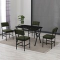 Set masa extensibila si scaune, Hanah Home, Dubai, Verde/Negru