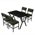 Set masa extensibila si scaune, Hanah Home, Dubai, Verde/Negru