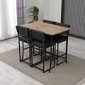 Set masa si 4 scaune de bar, Hanah Home, Retro, Antracit / Nuc