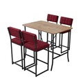 Set masa si 4 scaune de bar, Hanah Home, Retro, Burgundia / Nuc