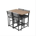 Set masa si 4 scaune de bar, Hanah Home, Retro, Gri/Nuc