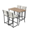 Set masa si 4 scaune de bar, Hanah Home, Retro, Crema/Nuca