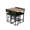 Set masa si 4 scaune de bar, Hanah Home, Retro, Verde / Nuc