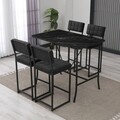 Set masa si 4 scaune de bar, Hanah Home, Retro, Antracit / Negru