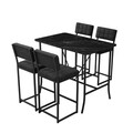Set masa si 4 scaune de bar, Hanah Home, Retro, Antracit / Negru