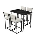 Set masa si 4 scaune de bar, Hanah Home, Retro, Crem/Negru