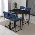 Set masa si 4 scaune de bar, Hanah Home, Retro, Navy Blue / Black