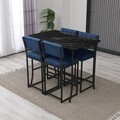 Set masa si 4 scaune de bar, Hanah Home, Retro, Navy Blue / Black