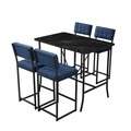 Set masa si 4 scaune de bar, Hanah Home, Retro, Navy Blue / Black