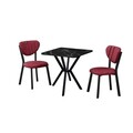 Set masa extensibila si scaune, 3 piese, Hanah Home, Elma, Burgundiu / Negru