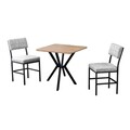 Set masa extensibila si scaune, 3 piese, Hanah Home, Dubai, Gri/Nuc