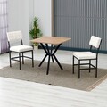 Set masa extensibila si scaune, 3 piese, Hanah Home, Dubai, Crema/Nuca