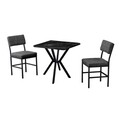 Set masa extensibila si scaune, 3 piese, Hanah Home, Dubai, Antracit / Negru