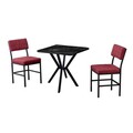 Set masa extensibila si scaune, 3 piese, Hanah Home, Dubai, Burgundiu / Negru