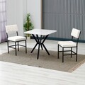 Set masa extensibila si scaune, 3 piese, Hanah Home, Dubai, Crem/Alb