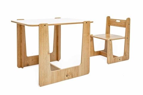 Set masa si scaun pentru copii, Hanah Home, Crane, Alb / Natural