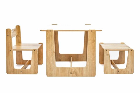 Set masa si scaun pentru copii, Hanah Home, Crane 1 St 1 Ch, Alb / Natural