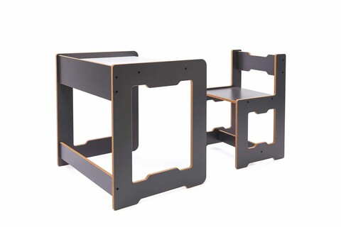 Set masa si scaun pentru copii, Hanah Home, Seagull, Antracit/Alb