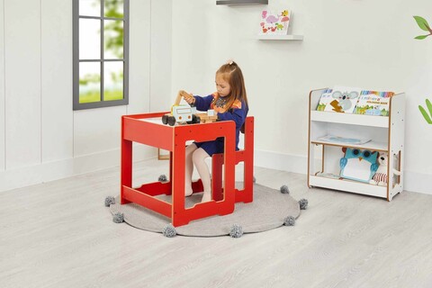 Set masa si scaun pentru copii, Hanah Home, Seagull, Rosu/Alb