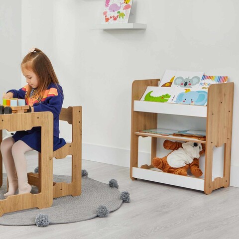 Corp biblioteca, Hanah Home, Seagull, 57x70x34 cm, Alb / Natural