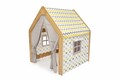Cort de joaca pentru copii, Hanah Home, Wooden Tent, 95x114x90 cm, Natural / Alb / Galben