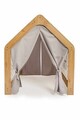 Cort de joaca pentru copii, Hanah Home, Wooden Tent, 95x114x90 cm, Natural / Alb / Galben