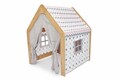 Cort de joaca pentru copii, Hanah Home, Wooden Tent, 95x114x90 cm, Natural / Alb / Roz