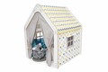 Cort de joaca pentru copii, Hanah Home, Wooden Tent, 95x114x90 cm, Alb / Galben