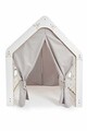 Cort de joaca pentru copii, Hanah Home, Wooden Tent, 95x114x90 cm, Alb / Galben
