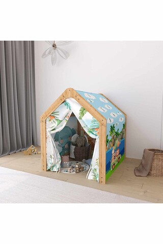 Cort de joaca pentru copii, Hanah Home, Safari, 80x96x63 cm, Multicolor