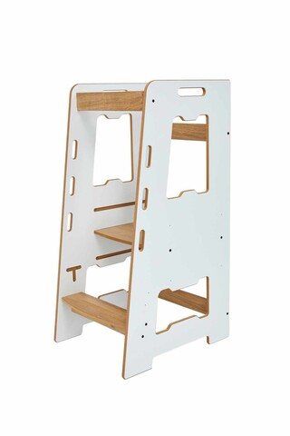 Turn de invatare, Hanah Home, Learning Tower, 40x90x50 cm, Alb / Natural