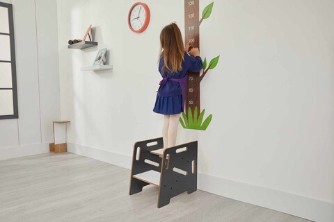 Scaun pentru copii, Hanah Home, Step Stool, 34x39x39 cm, Antracit/Alb