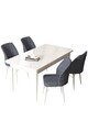 Set masă și scaune (5 bucăți), Hanah Home, Arp, Alb / Fum