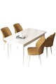 Set masă și scaune (5 bucăți), Hanah Home, Arp, Alb / Cappuccino