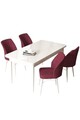 Set masă și scaune (5 bucăți), Hanah Home, Arp, Alb / Burgundia