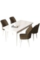 Set masă și scaune (5 bucăți), Hanah Home, Arp, Alb/Maro