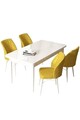 Set masă și scaune (5 bucăți), Hanah Home, Arp, Alb/Muștar