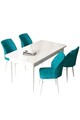 Set masă și scaune (5 bucăți), Hanah Home, Arp, Alb / Turcoaz