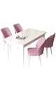 Set masă și scaune (5 bucăți), Hanah Home, Arp, Alb/Roz