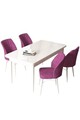 Set masă și scaune (5 bucăți), Hanah Home, Arp, Alb/Mov