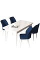 Set masă și scaune (5 bucăți), Hanah Home, Arp, Alb / Bleumarin