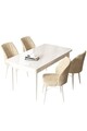 Set masă și scaune (5 bucăți), Hanah Home, Arp, Alb / Crem